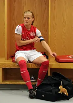 Arsenal Ladies V Chelsea LFC Prints: Arsenal's Katie Chapman: Focus and Determination Before the Chelsea Match