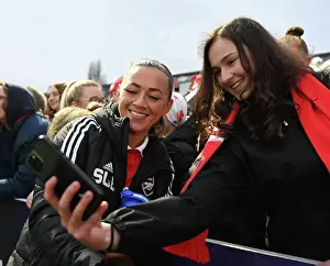 Arsenal Women V Everton Women 2022-23 Prints: Arsenal's Katie McCabe Celebrates Victory with Fan: Selfie Moment after Arsenal Women's Win over Everton FC