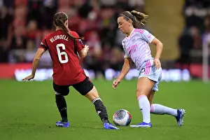 Manchester United Women V Arsenal Women 2023-24 Prints: Arsenal's Katie McCabe Fights Past Manchester United's Hannah Blundell in Barclays Women's Super League
