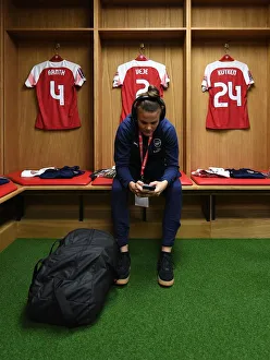 Arsenal V Manchester City - Continental Cup Final 2019 Prints: Arsenal's Katrine Veje Prepares for FA WSL Continental Cup Final Showdown Against Manchester City
