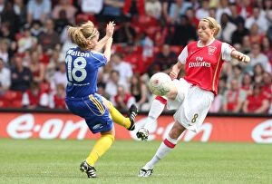Arsenal Ladies v Leeds United Ladies Womens FA Cup Final Collection: Arsenal's Kelly Smith Celebrates Victory Over Sophie Walton and Leeds United in the FA Women's Cup