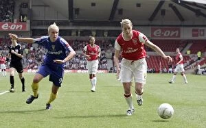 Arsenal Ladies v Leeds United Ladies Womens FA Cup Final Collection: Arsenal's Kelly Smith and Steph Houghton Clash in FA Womens Cup Final