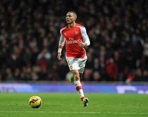 Arsenal v Newcastle United 2014/15 Collection: Arsenal's Kieran Gibbs in Action During the Arsenal vs. Newcastle United Premier League Match