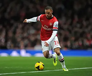 Arsenal V Everton 2013-14 Prints: Arsenal's Kieran Gibbs in Action Against Everton at Emirates Stadium