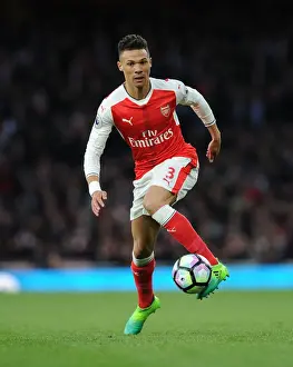 Arsenal V Leicester City 2016-17 Prints: Arsenal's Kieran Gibbs in Action Against Leicester City (2016-17)