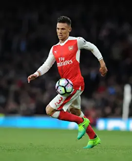 Arsenal V Leicester City 2016-17 Prints: Arsenal's Kieran Gibbs in Action Against Leicester City (2016-17)