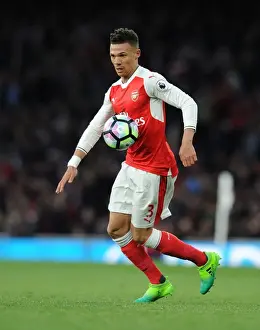 Arsenal V Leicester City 2016-17 Prints: Arsenal's Kieran Gibbs in Action Against Leicester City (2016-17)