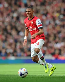 Arsenal V Norwich City 2013-14 Prints: Arsenal's Kieran Gibbs in Action Against Norwich City (2013-14)