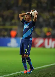 Borussia Dortmund V Arsenal 2014-15 Prints: Arsenal's Kieran Gibbs Faces Off Against Borussia Dortmund in the UEFA Champions League