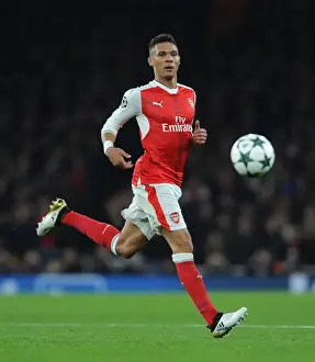 Arsenal V Paris Saint-Germain 2016-17 Prints: Arsenal's Kieran Gibbs Faces Off Against Paris Saint-Germain in the 2016-17 UEFA Champions League
