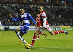 Reading V Arsenal 2012-13 Prints: Arsenal's Kieran Gibbs Faces Off Against Reading's Shaun Cummings (2012-13)