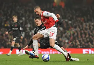 Arsenal V Leyton Orient FA Cup Replay 2010-11 Prints: Arsenal's Kieran Gibbs Felled by Orients Alex Revell: FA Cup Penalty Decided at Emirates Stadium