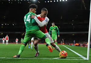 Arsenal Sunderland 2015-16 Prints: Arsenal's Kieran Gibbs Fends Off Sunderland's DeAndre Yedlin in Intense Premier League Battle