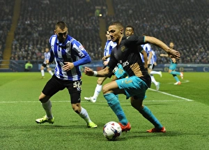 Sheffield Wednesday V Arsenal - Capital One Cup 2015-16 Prints: Arsenal's Kieran Gibbs Goes Head-to-Head with Jack Hunt in Capital One Cup Showdown