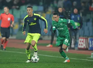 PFC Ludogorets Razgrad V Arsenal 2016-17 Prints: Arsenal's Kieran Gibbs Outmaneuvers Marcelinho in PFC Ludogorets Razgrad vs Arsenal FC UEFA Champions League Clash