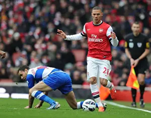 Arsenal V Reading 2012-13 Prints: Arsenal's Kieran Gibbs Outruns Reading's Hal Robson-Kanu During Premier League Clash