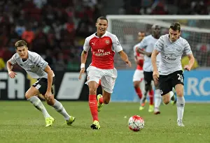 Arsenal V Everton - Asia Trophy 2015-16 Prints: Arsenal's Kieran Gibbs Outwits Everton's Stones and Coleman in Barclays Asia Trophy Clash