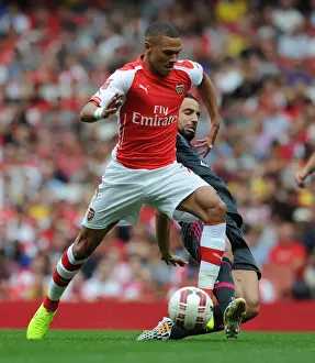 Arsenal V Benfica 2014-15 Prints: Arsenal's Kieran Gibbs Outwits Ruben Amorim in Emirates Cup Clash