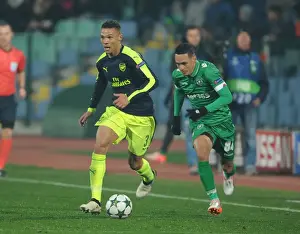 Arsenal's Kieran Gibbs Overpowers Marcelinho in PFC Ludogorets Razgrad vs Arsenal FC UEFA Champions League Clash