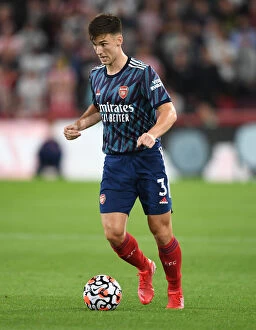Images Dated 14th August 2021: Arsenal's Kieran Tierney in Action: Brentford vs Arsenal, 2021-22 Premier League