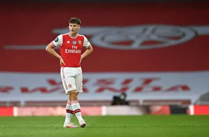 Arsenal V Leicester City 2019-20 Prints: Arsenal's Kieran Tierney in Action: Arsenal vs