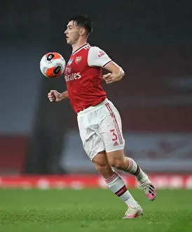 Arsenal V Leicester City 2019-20 Prints: Arsenal's Kieran Tierney in Action: Arsenal vs Leicester City