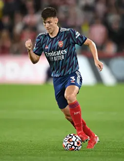 Arsenal's Kieran Tierney in Action against Brentford in 2021-22 Premier League