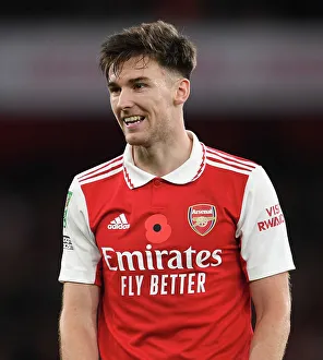 Arsenal's Kieran Tierney in Action against Brighton & Hove Albion in Carabao Cup Match
