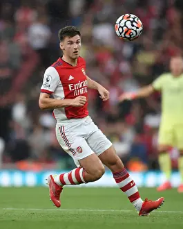 Arsenal's Kieran Tierney in Action Against Chelsea - Premier League 2021-22
