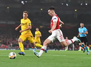 Arsenal's Kieran Tierney in Action during Europa League Match against Standard Liege