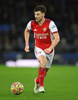 Arsenal's Kieran Tierney in Action at Everton's Goodison Park (Premier League 2020-21)