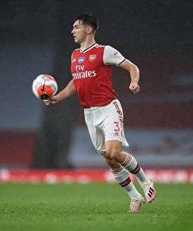 Arsenal v Leicester City 2019-20 Collection: Arsenal's Kieran Tierney in Action Against Leicester City (2019-20 Premier League)