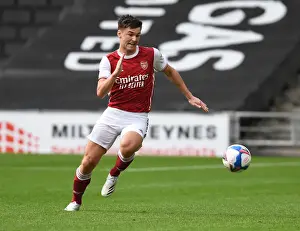 MK Dons V Arsenal 2020-21 Prints: Arsenal's Kieran Tierney in Action: MK Dons Pre-Season Clash