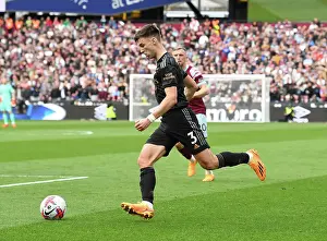 Arsenal's Kieran Tierney in Action: Premier League 2022-23 - West Ham United vs. Arsenal
