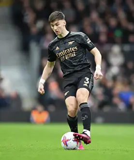 Arsenal's Kieran Tierney in Action: Premier League Showdown - Fulham vs Arsenal (2022-23)