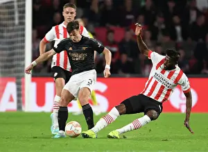 Arsenal's Kieran Tierney in Action against PSV Eindhoven in UEFA Europa League Group A (2022-23)
