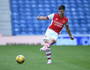 Glasgow Rangers V Arsenal 2021-22 Prints: Arsenal's Kieran Tierney in Action Against Rangers at Ibrox Stadium