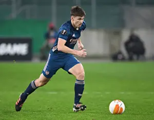 Arsenal's Kieran Tierney in Action against Rapid Vienna in UEFA Europa League