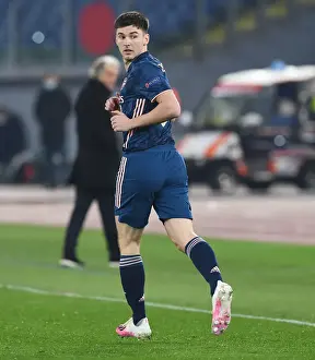 SL Benfica V Arsenal 2020-21 Prints: Arsenal's Kieran Tierney in Action against SL Benfica in UEFA Europa League Round of 32