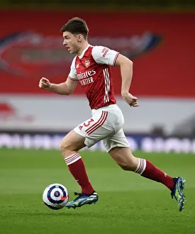 Arsenal's Kieran Tierney in Action Against Tottenham at Emirates Stadium