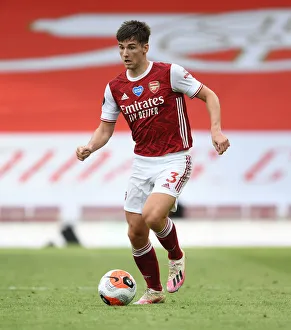 Arsenal's Kieran Tierney in Action Against Watford, Premier League 2019-20