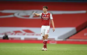 Arsenal's Kieran Tierney in Action against Watford in the Premier League