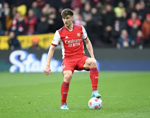 Arsenal's Kieran Tierney in Action against Watford - Premier League 2021-22