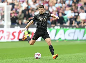 Arsenal's Kieran Tierney in Action against West Ham United - Premier League 2022-23