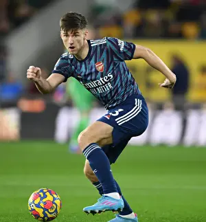 Arsenal's Kieran Tierney in Action against Wolverhampton Wanderers - Premier League 2021-22