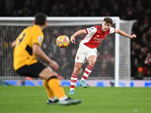 Arsenal's Kieran Tierney in Action Against Wolverhampton Wanderers in the Premier League