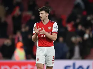Arsenal V Liverpool 2021-22 Prints: Arsenal's Kieran Tierney Applauding Fans: Arsenal vs