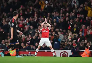 Arsenal's Kieran Tierney Applauds Fans in Arsenal vs Crystal Palace Match, 2019-20 Premier League