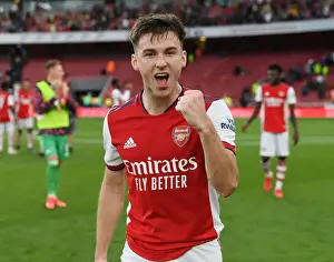 Arsenal's Kieran Tierney Celebrates Derby-Winning Goal vs. Tottenham, Premier League 2021-22