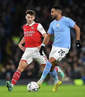 Manchester City V Arsenal 2022-23 Prints: Arsenal's Kieran Tierney Chases Down Riyad Mahrez in FA Cup Battle